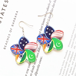Colorful Acrylic Dangle Earrings, National Flag Theme Flower, Colorful, 60x40mm