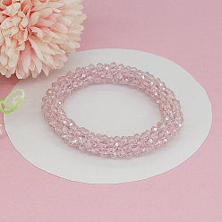 Pink Bling Glass Beads Crochet Round Stretch Bracelet, Fashion Nepal Style Bracelet for Women, Pink, Inner Diameter: 1-3/4 inch(4.5cm)