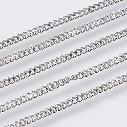 Stainless Steel Color 304 Stainless Steel Curb Chains, Soldered, Stainless Steel Color, 1.9x1.5x0.4mm