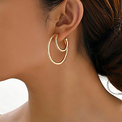 Настоящее золото 18K Модные двухслойные витые латунные серьги-гвоздики, со стразами, реальный 18 k позолоченный, 41x41 мм