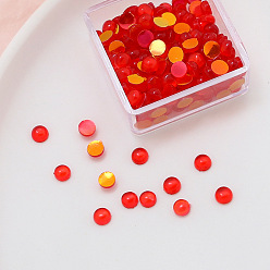Red Transparent Resin Cabochons, Imitation Cat Eye, for Ghost Witch Baroque Pearl Making, Half Round, Red, 4x2mm