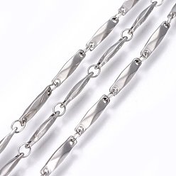 Stainless Steel Color 304 Stainless Steel Link Chains, Soldered, Rectangle, Stainless Steel Color, 11x2.5x2mm