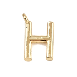 Letter H Латунь прелести, стойки покрытие, долговечный, без кадмия и без свинца, реальный 18 k позолоченный, Письмо ч, 8.5x5.5x1.3 мм, отверстие : 0.8 мм