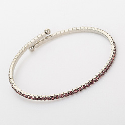 purple Sparkling Single Row Diamond Bracelet for Women - Fashionable Elastic Wristband Jewelry B164