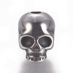 Antique Silver 304 Stainless Steel Beads, Skull, Antique Silver, 8x6x6mm, Hole: 1.6mm