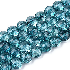 Kyanite Synthetic Kyanite/Cyanite/Disthene Beads Strands, Dyed, Faceted, Flat Round, 6x4mm, Hole: 0.8mm, about 66pcs/strand, 15.1 inch