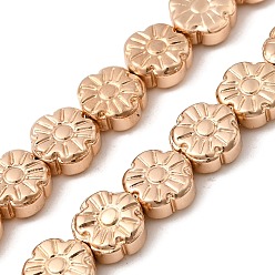 Светло-Золотое Покрытие Стеклянные бусины с гальваническим покрытием , цветок, граненые, свет позолоченные, 10.5x5 мм, отверстие : 0.9 мм, около 41 шт / нитка, 16.14'' (41 см)