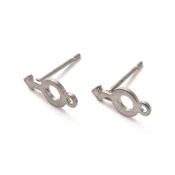 Stainless Steel Color 304 Stainless Steel Studs Earrings, with 201 Stainless Steel Findings, Stainless Steel Color, 12.5x5.5mm, Hole: 1.2mm, Pin: 12x0.8mm