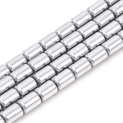 с Платиновым Покрытием Нити немагнитных синтетических гематитовых бусин с вакуумным покрытием pvd, колонка, с покрытием платиным, 5x3 мм, отверстие : 0.8 мм, около 82 шт / нитка, 15.94 дюйм (40.5 см)