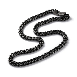 Antique Silver Ion Plating(IP) 304 Stainless Steel Cuban Link Chain Necklaces, Antique Silver, 22.83 inch(58cm)