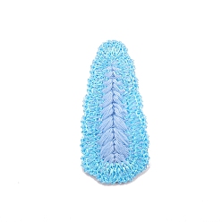 Deep Sky Blue Polyester Teardrop Cabochons, for Hair Accessories Making, Deep Sky Blue, 65x31mm