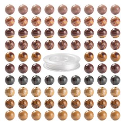 Mookaita 100 pcs 8 mm cuentas redondas de mookaite natural, con 10 m hilo de cristal elástico, para kits de fabricación de pulseras elásticas de bricolaje, 8 mm, agujero: 1 mm