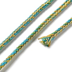 Dark Turquoise 14M Duotone Polyester Braided Cord, Round, Dark Turquoise, 2.5mm, about 15.31 Yards(14m)/Roll