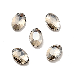 Сатин K 9 кабошоны из стеклянного страза, плоская задняя и задняя, граненые, овальные, атлас, 8x5.5x2.7 мм