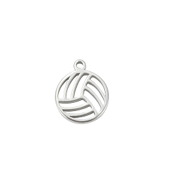 Volleyball Stainless Steel Charms, Cut-Out, Ball, Stainless Steel Color, Volleyball, 12.1x9.9mm