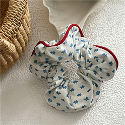 J144-C17 White Base Blue Flower Зеленые резинки для волос в клетку с цветочными тканевыми резинками для хвоста и пучка