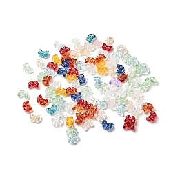 Mixed Color Transparent Glass Beads, Bowknot, Mixed Color, 10x14x5.5mm, Hole: 1.2mm