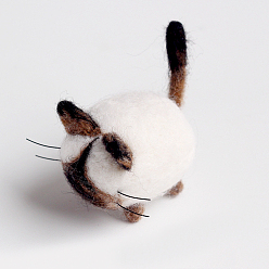 Mixed Color Animal Cat Shape Needle Felting Starter Kit, with Wool Felt and Punch Needles, Needle Felting Kit for Beginners Arts, Mixed Color, 188x153mm