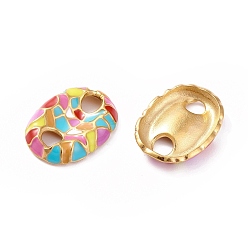 Colorful 304 Stainless Steel Enamel Connector Charms, Coffee Bean Links, Golden, Colorful, 12.5x16.5x3mm, Hole: 3mm