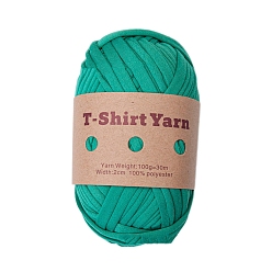Medium Aquamarine Polyester Cloth Yarn, For Hand Knitting Thick Thread, Crochet Cloth Yarn, Medium Aquamarine, 20mm, about 32.81 Yards(30m)/Skein