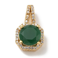 Зеленый Стойка металлическая латунная микропрофилированная кубическая циркония подвески, долговечный, без свинца и без кадмия, квадратных амулеты, зелёные, 17.5x10.5x6.7 мм, отверстие : 2.5x6 мм