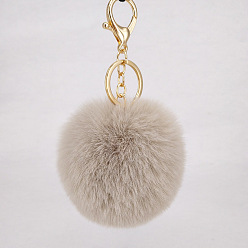 Хаки Пушистый женский брелок с помпоном, Подвеска-подвеска для автомобиля с милым мехом кролика