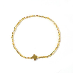 Золотой Винтажный элегантный эластичный браслет из искусственного жемчуга и бусин для женщин., золотые, 6.50 дюйм (16.5 см)