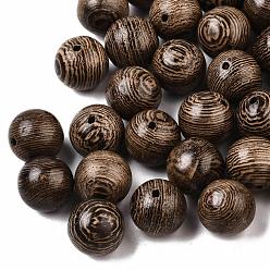 Saddle Brown Natural Wenge Wood Beads, Undyed, Round, Saddle Brown, 10mm, Hole: 1.5mm