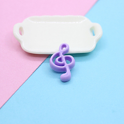 Фиолетовый 10 Кабошоны из непрозрачной смолы для музыкальных нот, фиолетовые, 21x14 мм