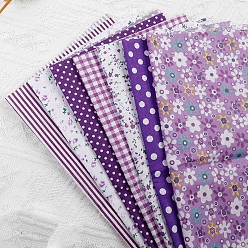 Purple Cotton Fabric, for Patchwork, Sewing Tissue to Patchwork, Square with Flower Pattern, Purple, 25x25cm, 7 sheets/set