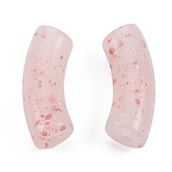 Light Salmon Marbled Stone Style Opaque Acrylic Beads, Curved Tube, Light Salmon, 35x11~11.5mm, Hole: 3.5mm