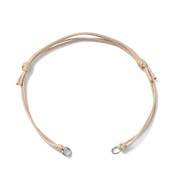 Tan Adjustable Eco-Friendly Korean Waxed Polyester Cord Bracelet Making, with 304 Stainless Steel Open Jump Rings, Fit for Connector Charms, Tan, 5-1/8~9-1/4 inch(132~235mm), Hole: 3mm