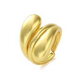 Real 18K Gold Plated Open Brass Rings, Real 18K Gold Plated, Inner Diameter: 15.5mm