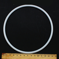 White PP Plastic Hoops, Macrame Ring, for Crafts and Woven Net/Web with Feather Supplies, Round, White, 145x5.5mm