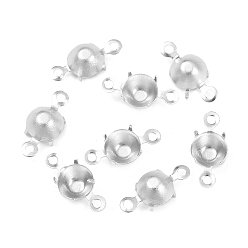 Посеребрённый Подвески-подвески с когтями из латуни и стразами, без кадмия и без свинца, плоско-круглые, 925 серебро покрытием, пригодный для стразов 3 мм, 10x4.5x3.5 мм, отверстие : 1 мм