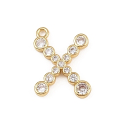Letter X Латунные микро проложить кубического циркония подвески, стойки покрытие, долговечный, без кадмия и без свинца, реальный 18 k позолоченный, Письмо X, 18x13.5x2 мм, отверстие : 1.5 мм