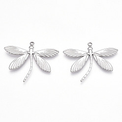 Нержавеющая Сталь Цвет Не тускнеющие 304 подвески из нержавеющей стали, стрекоза прелести, цвет нержавеющей стали, 28x35x1.5 мм, отверстие : 1.5 мм