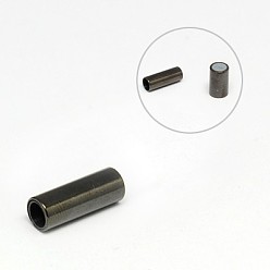 Gunmetal 304 Stainless Steel Magnetic Clasps with Glue-in Ends, Column, Gunmetal, 16x6mm, Hole: 4mm