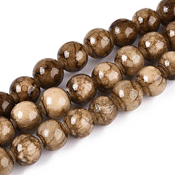 Верблюжий Природные персидские нефрита бисер пряди, круглые, окрашенные, верблюжие, 4~5 мм, отверстие : 0.7 мм, около 91 шт / нитка, 15.55~15.75 дюйм (39.5~40 см)