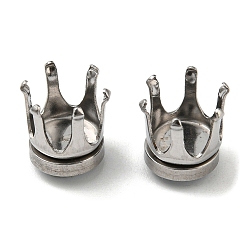 Stainless Steel Color 304 Stainless Steel Clip-on Earring Finding, with Magnet, Crown Claw Tray Setting, Stainless Steel Color, 7.5x7x8mm, Inner Diameter: 5.5mm