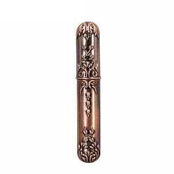 Red Copper Alloy Rhinestone Sewing Needle Holder Storage Case, Needle Tube Toothpick Storage Organizer Box for Hand Craft Knitting, Red Copper, 88x15mm