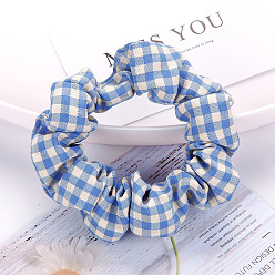 Синий плед Милые клетчатые резинки для волос с бантом для девочек, эластичные ленты для волос в школьном стиле