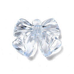 Светло-Голубой Прозрачные акриловые подвески, очарование бантом, Небесно-голубой, 24x30x7 мм, отверстие : 3 мм, Около 180 шт / 500 г