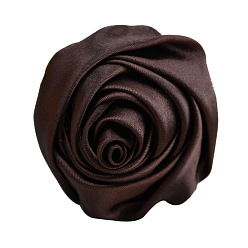 Кокосово-Коричневый Атласная ткань ручной работы 3d цветок розы, аксессуары для украшения обуви, шапки, одежды своими руками, кокосового коричневый, 5.5 см