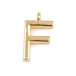 Letter F Латунь прелести, стойки покрытие, долговечный, без кадмия и без свинца, реальный 18 k позолоченный, Буква F, 9x5x1.3 мм, отверстие : 0.8 мм