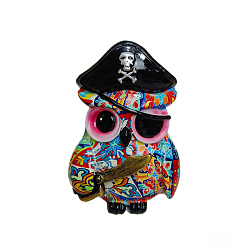 Разноцветный Статуэтка совы-пирата из смолы для украшения рабочего стола в домашнем офисе, красочный, 100x95x135 мм