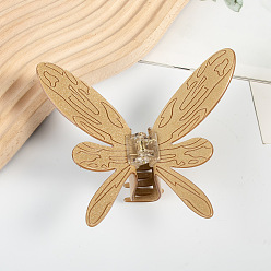 Goldenrod Dragonfly Hair Claw Clip, PVC Ponytail Hair Clip for Girls Women, Goldenrod, 107x118mm