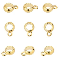 Golden ARRICRAFT Brass Tube Bails, Loop Bails, Bail Beads For European Chains, Rondelle, Golden, 11.5x8x4mm, Hole: 2mm, Inner Diameter: 5mm, 30pcs/box