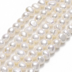 Linen Natural Cultured Freshwater Pearl Beads Strands, Two Sides Polished, Linen, 5x5.5~6x4.5~5mm, Hole: 0.7mm, about 67pcs/strand, 13.98''(35.5cm)