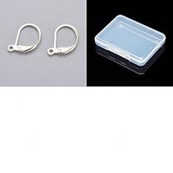 925 Sterling Silver Plated 100Pcs 316L Surgical Stainless Steel Leverback Earring Findings, with Loops, 925 Sterling Silver Plated, 15x10x2mm, Hole: 1.4mm